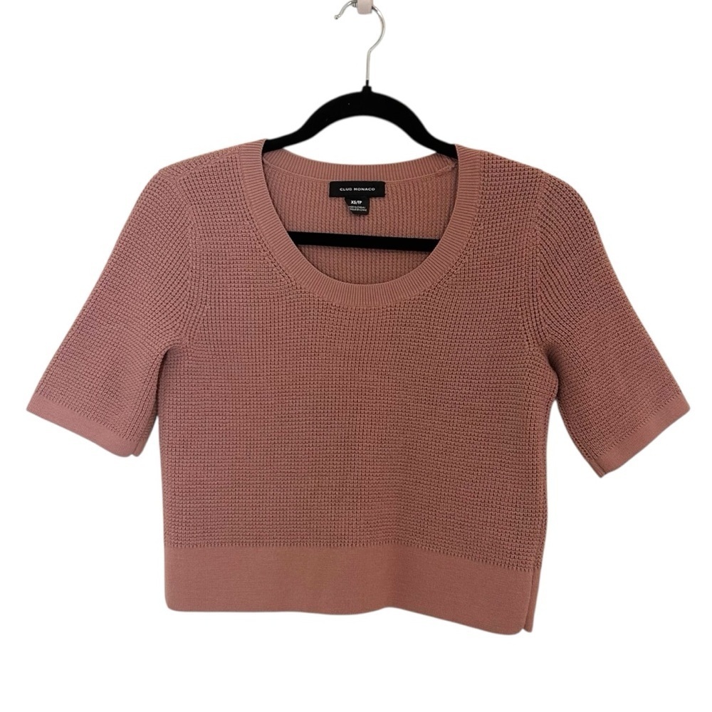 Club Monaco Women's Pink Short Sleeve Sweater-Size XS - Picture 2 of 9